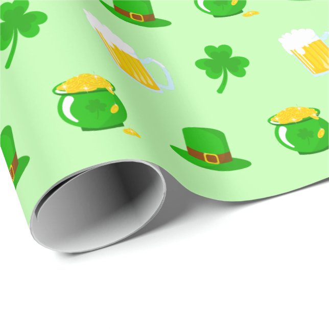 St. Patrick's Day Kleeblatt Pot of Gold Celtic Kno Geschenkpapier (Rolleneckpunkt)