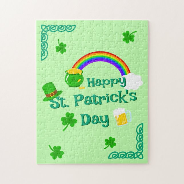 St. Patrick's Day Kleeblatt Pot of Gold Celtic Kno Puzzle (Vertikal)