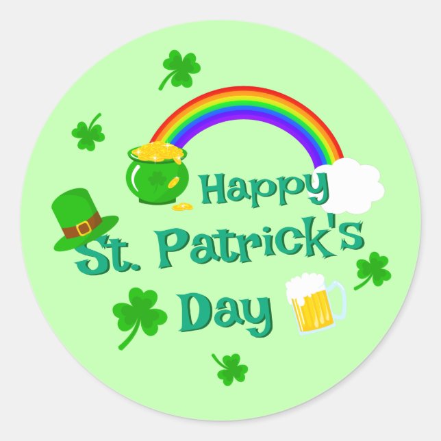 St. Patrick's Day Kleeblatt Pot of Gold Celtic Kno Runder Aufkleber (Vorderseite)