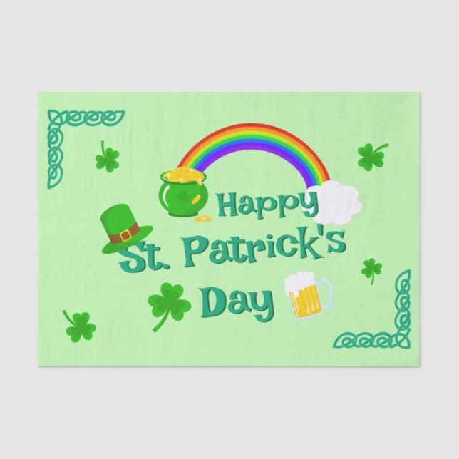 St. Patrick's Day Kleeblatt Pot of Gold Celtic Kno Seidenpapier (Vorderseite)