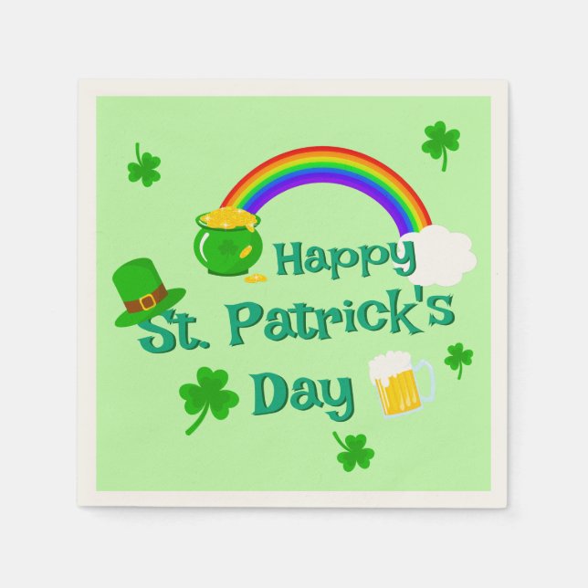 St. Patrick's Day Kleeblatt Pot of Gold Celtic Kno Serviette (Vorderseite)