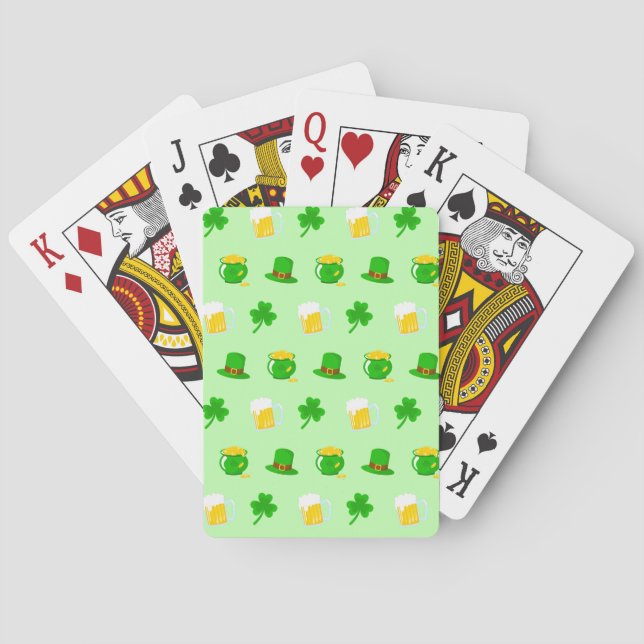 St. Patrick's Day Kleeblatt Pot of Gold Celtic Kno Spielkarten (Rückseite)