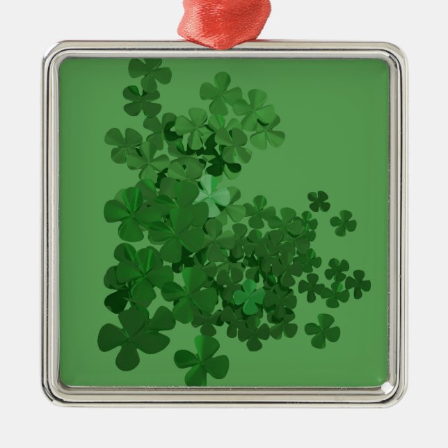 St. Patrick's Day Kleeblatt Silbernes Ornament (Vorne)