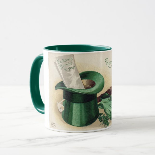St. Patrick's Day, Kleeblatt, Vintag Tasse (Vorderseite Links)