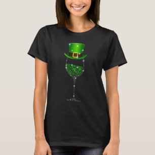 St Patrick's Day Kleeblatt Weinglas Gabe für Fraue T-Shirt