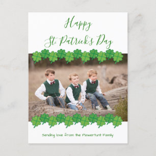 St. Patrick's Day Kleeblatt Weißes Grünes Foto Feiertagspostkarte