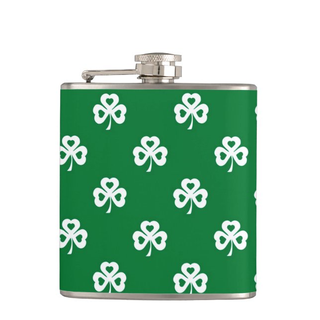 St. Patrick's Day Kleeblätter Flachmann (Vorderseite)