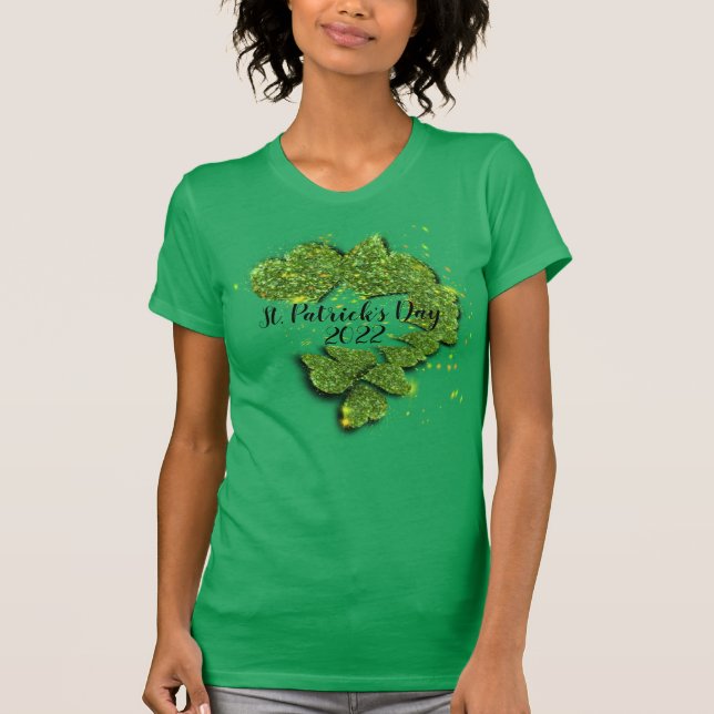 St. Patrick's Day | KLEEBLÄTTER | funkelnde Herzen T-Shirt (Vorderseite)
