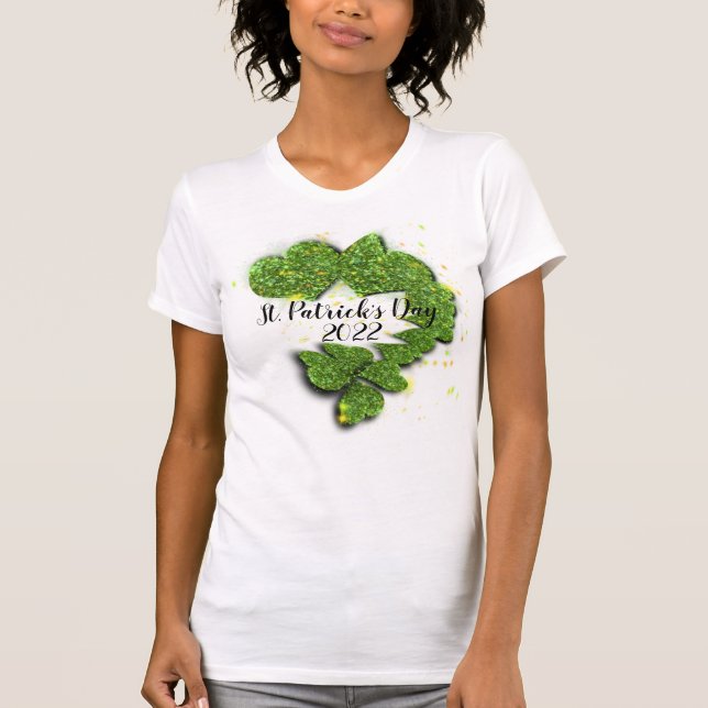 St. Patrick's Day | KLEEBLÄTTER | funkelnde Herzen T-Shirt (Vorderseite)
