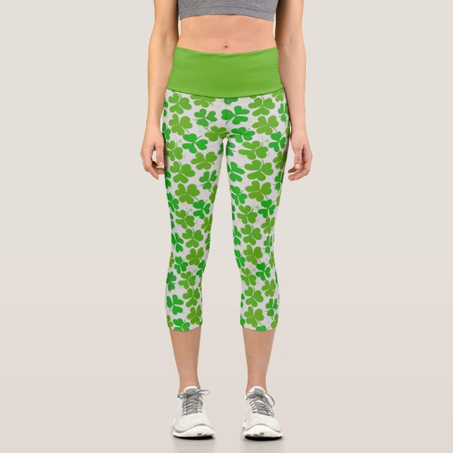 St. Patrick's Day - Kleeblätter mit viel Glück Capri Leggings (Vorderseite)
