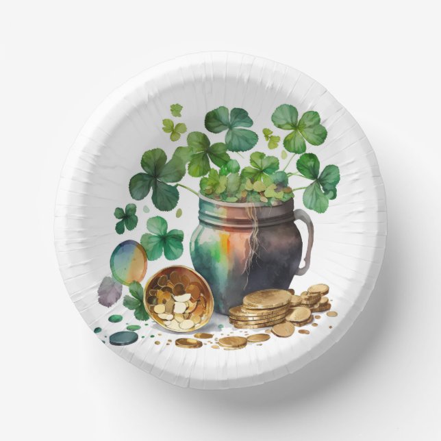 St. Patrick's Day Kleeblatts and Coins Pappteller (Vorderseite)
