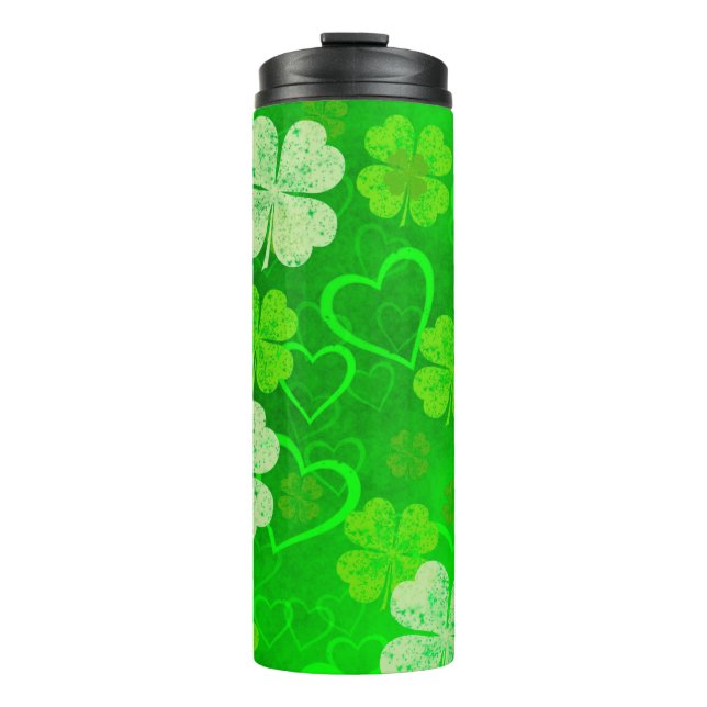 St Patrick's Day Kleeblatts and Hearts Thermosbecher (Vorderseite)