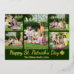 St. Patrick's Day Kleeblatts Foto Collage Folien Feiertagskarte