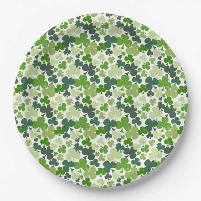 St. Patrick's Day Kleeblatts Paper Tellers 9" Pappteller (Vorderseite)