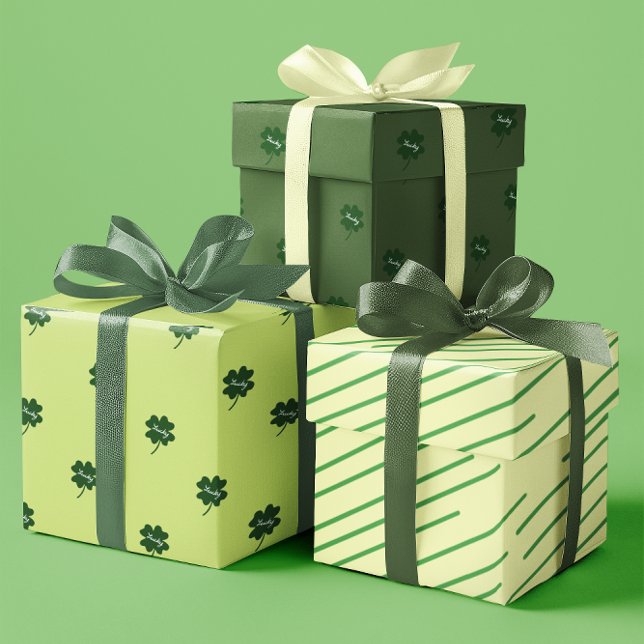 St. Patrick's Day Kleeblatts Set von 3 Geschenkpapier Set (St. Patrick's Day Shamrocks set of 3 Wrapping Paper Sheets)