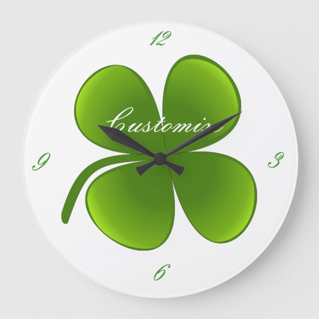 St Patrick's Day Kleeblatts Thunder_Cove Große Wanduhr (Vorderseite)