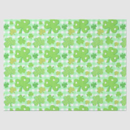 St Patrick's Day Kleeblatts und Gingham Pattern Seidenpapier
