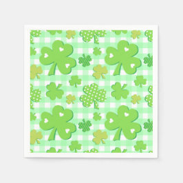 St Patrick's Day Kleeblatts und Gingham Pattern Serviette