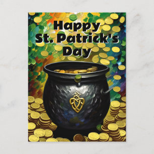 St. Patrick's Day Kleeblatts und Pot of Gold Postkarte