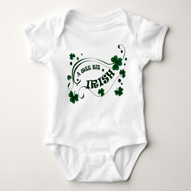 St Patricks Day Kleeblatts Wee Bit Irish Säuglinge Baby Strampler (Vorderseite)