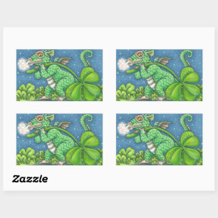 ST. PATRICK'S DAY KLEINE IRISH DRAGON FANTASY RECHTECKIGER AUFKLEBER