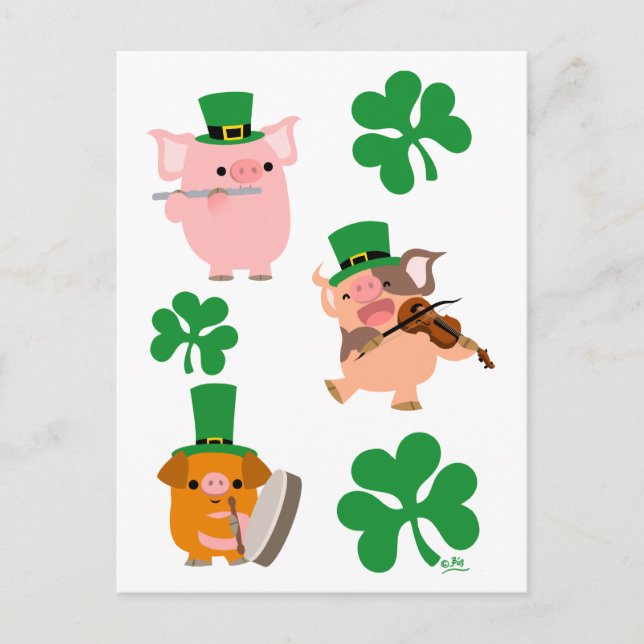 St Patrick's Day Kleine Musiker Postcard Postkarte (Vorderseite)