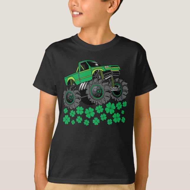 St Patricks Day Kleinkind Monster Truck Boys Gesch T-Shirt (Vorderseite)