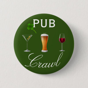 St. Patrick's Day Kneipentour Trinken Tag Button