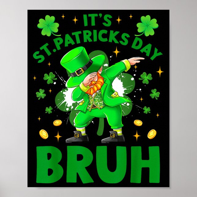 St. Patricks Day Kobold dabbing Kleeblatt Klee Poster (Vorne)