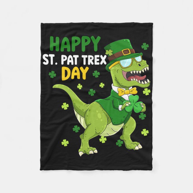 St Patricks Day Kobold Dinosaur Dino Glücklich St  Fleecedecke (Vorderseite)