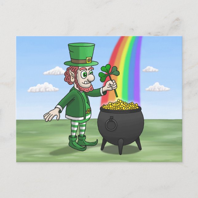 St. Patricks Day Kobold Feiertagspostkarte (Vorderseite)