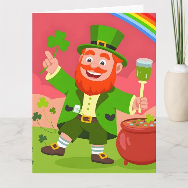 St. Patrick's Day Kobold-Illustration Karte (Vorderseite)