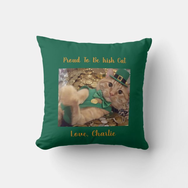 St. Patrick's Day Kobold-Katze  Kissen (Vorderseite)