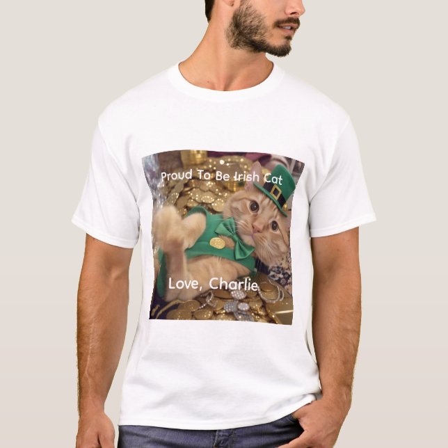 St. Patrick's Day Kobold-Katze  T-Shirt (Vorderseite)