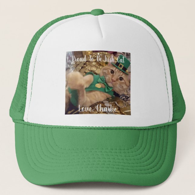 St. Patrick's Day Kobold Katze  Truckerkappe (Vorderseite)