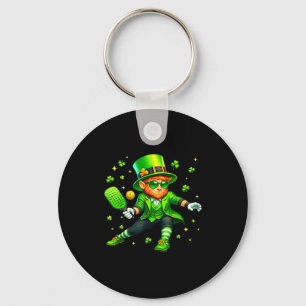St Patricks Day Kobold spielt Pickleball Sport Schlüsselanhänger