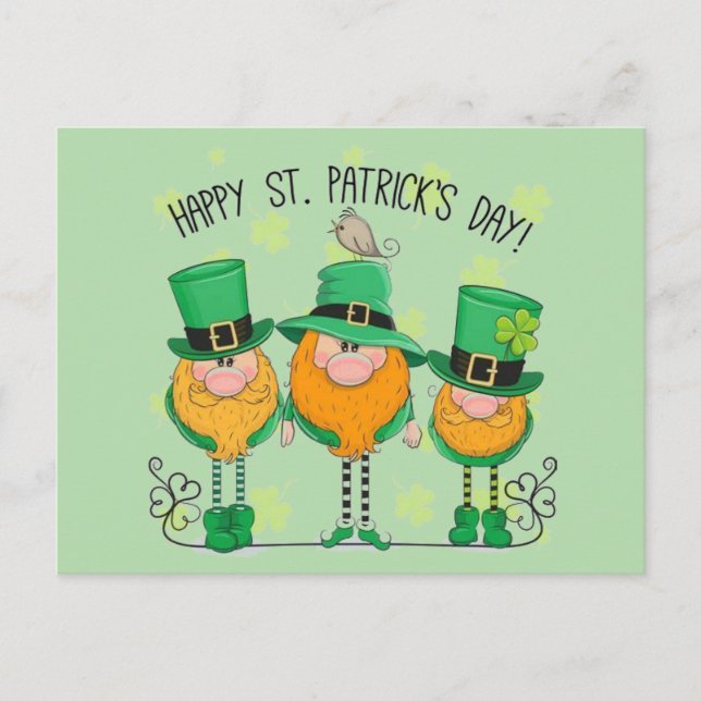 St. Patrick's Day Kobolde  Feiertagspostkarte (Vorderseite)