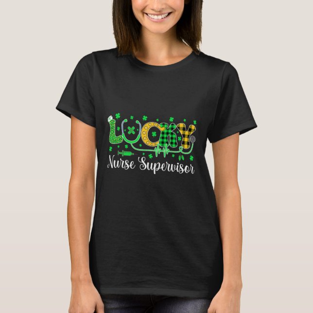 St Patricks Day Krankenpfleger Scrub Top Glücklich (Vorderseite)