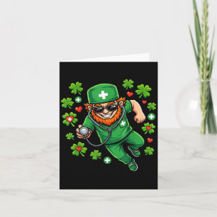 St Patricks Day Krankenschwester Leprechaun Stetho Karte
