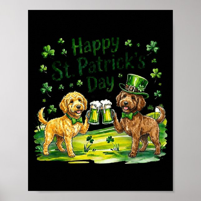St. Patricks Day Labradoodle Hund  Poster (Vorne)