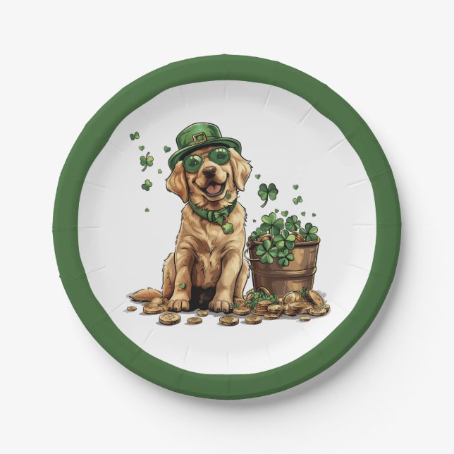 St. Patrick's Day Labrador Retriever Dog Pappteller (Vorderseite)