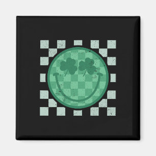 St Patricks Day Lächeln Shamrock Gesicht Retro Gro Magnet