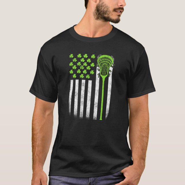 St Patricks Day Lacrosse Lax USA Flag Frauen irisc T-Shirt (Vorderseite)