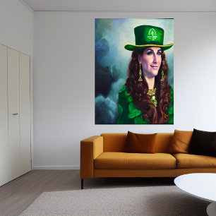 St. Patrick's Day Lady in Grün Art der AI Poster