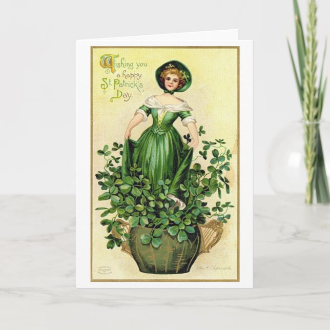 St. Patrick's Day Lady, Vintag Karte (Vorderseite)