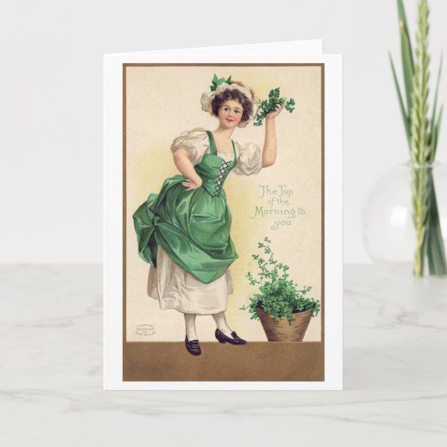 St. Patrick's Day Lady, Vintag Karte (Vorderseite)