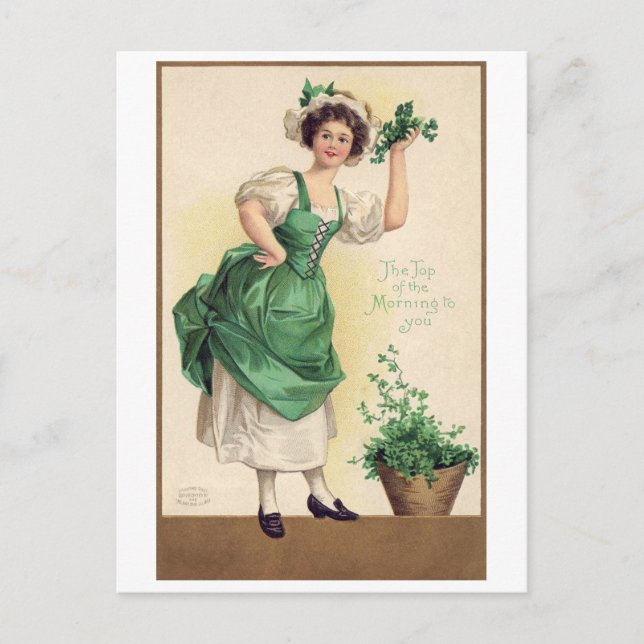 St. Patrick's Day Lady, Vintag Postkarte (Vorderseite)