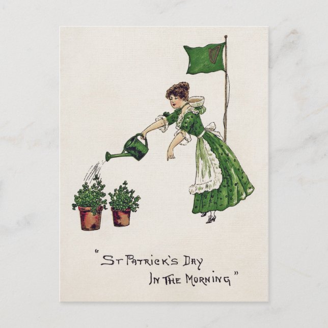 St. Patrick's Day Lady, Vintag Postkarte (Vorderseite)