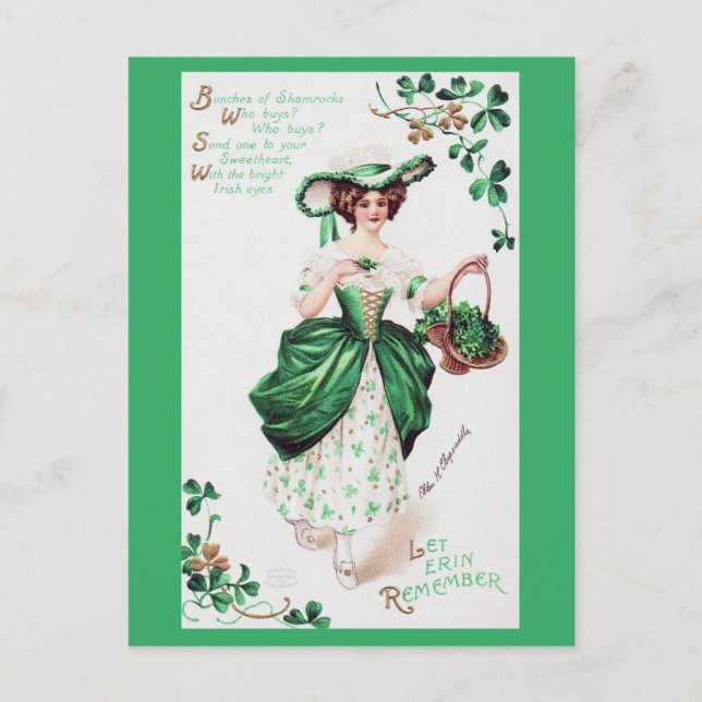 St. Patrick's Day Lady, Vintag Postkarte (Vorderseite)