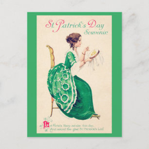 St. Patrick's Day Lady, Vintag Postkarte